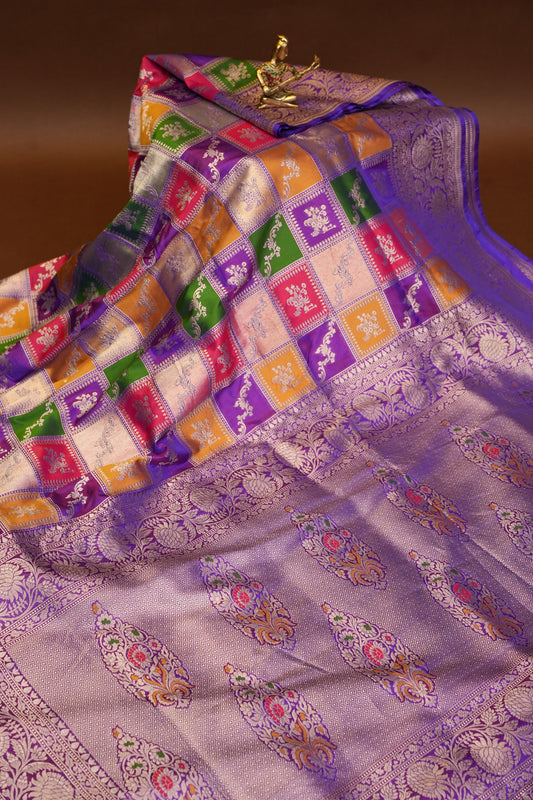 Rangkat Pure Silk Katan Banaras Sarees-Purple|Silk Mark Certified