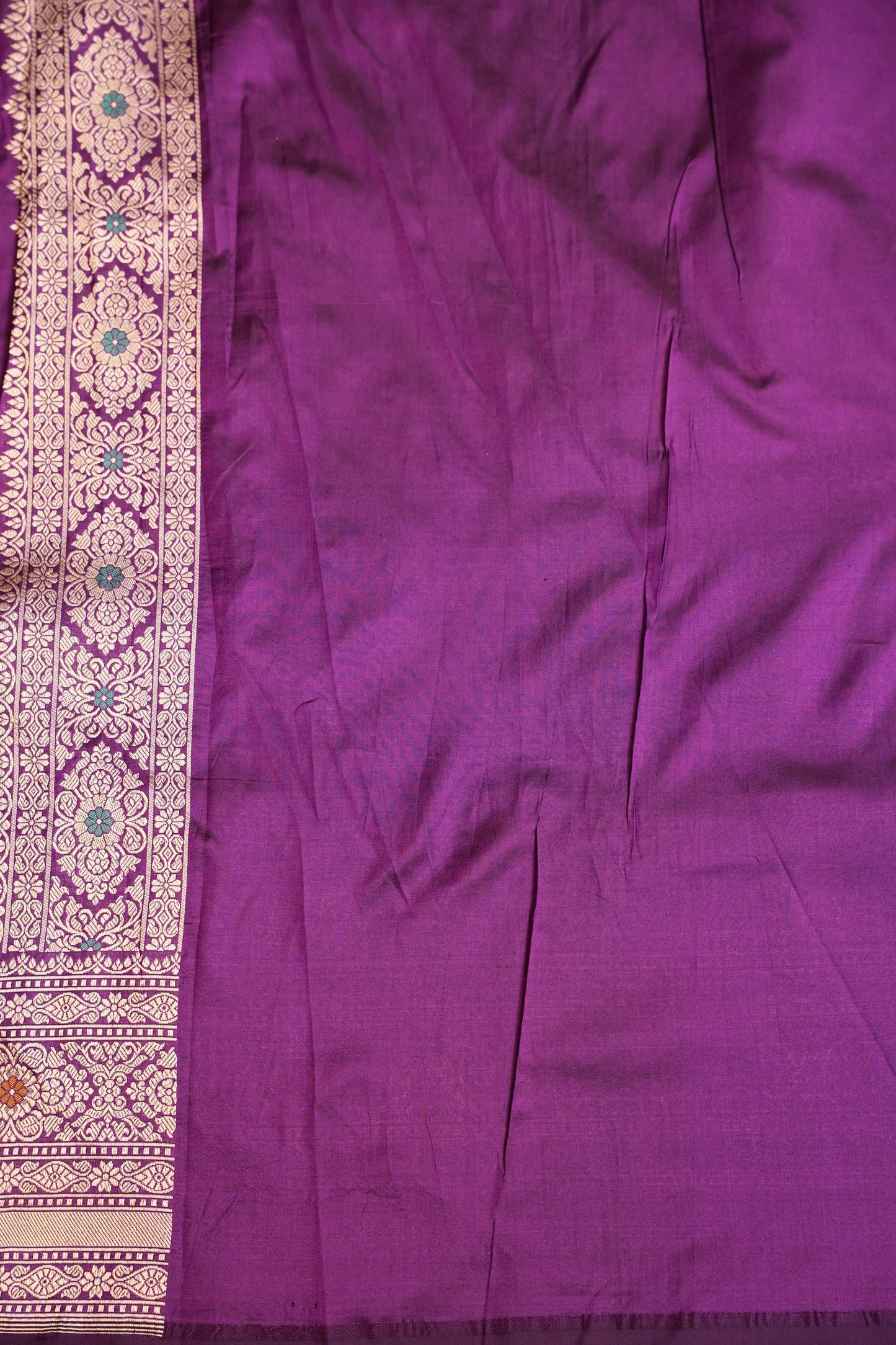 Pure Handloom Silk Katan Banaras Saree-Deep Purple|Silk Mark Certified