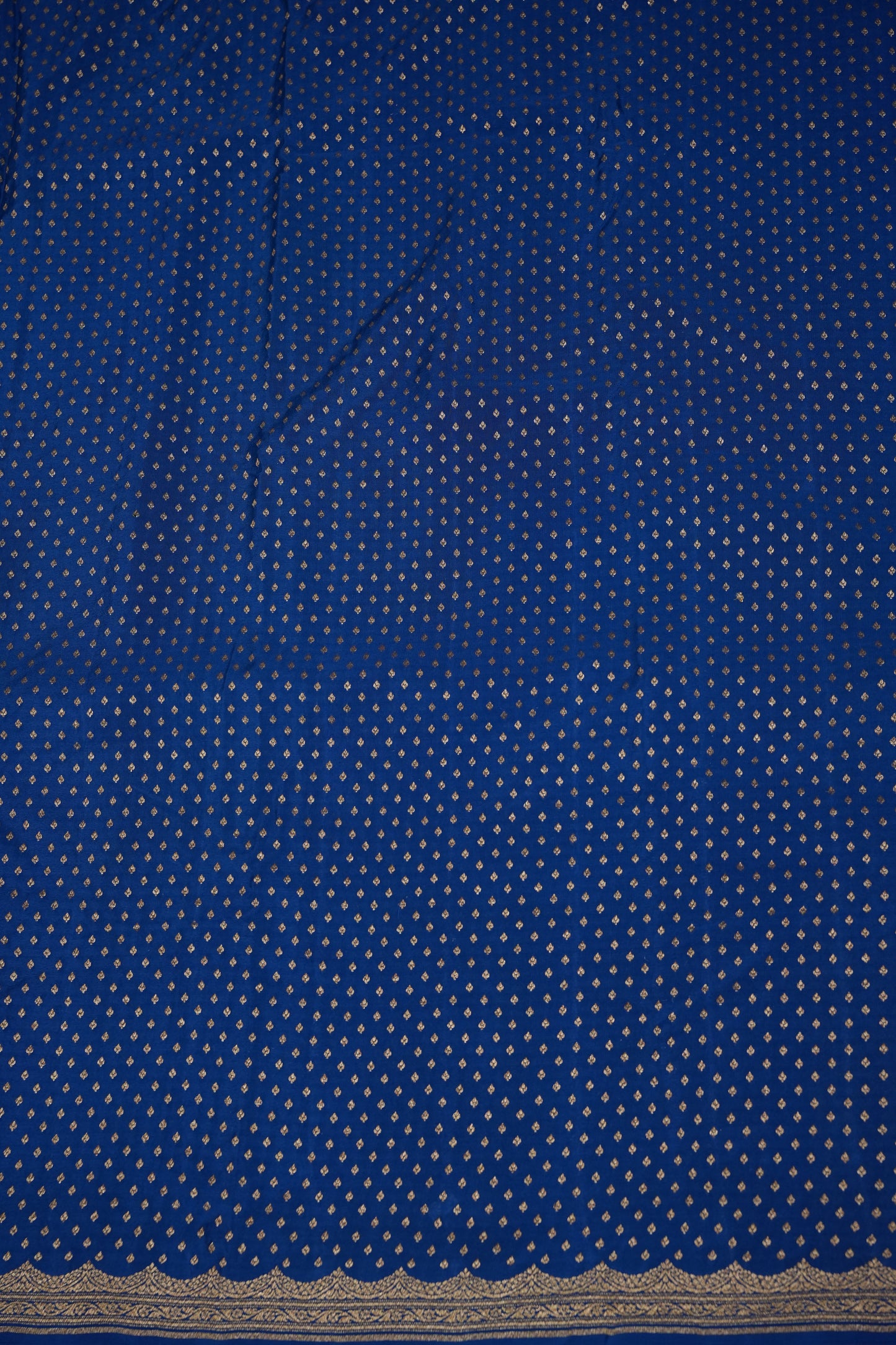 Royal Blue Pure Khaddi Georgette Crepe Banarasi Silk Saree