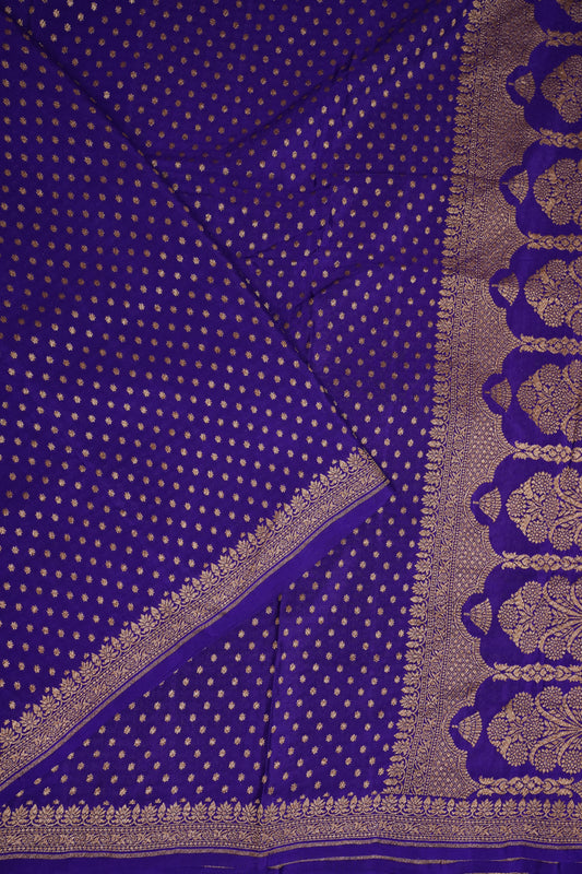 Pure Banarasi Georgette Saree – Royal Purple with Floral Jaal Pallu
