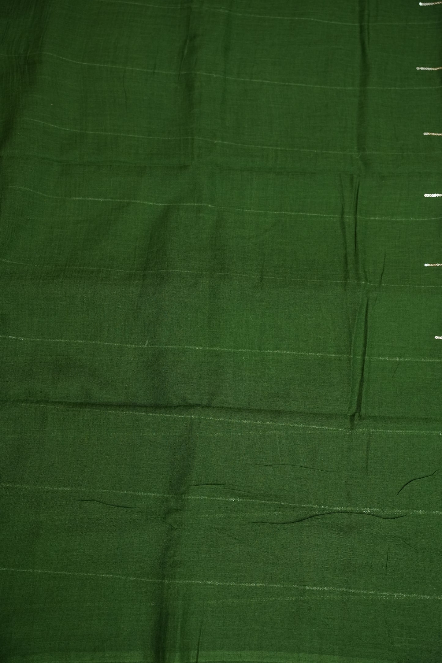 Mulmul Cotton Saree with Tassels - Bottle Green