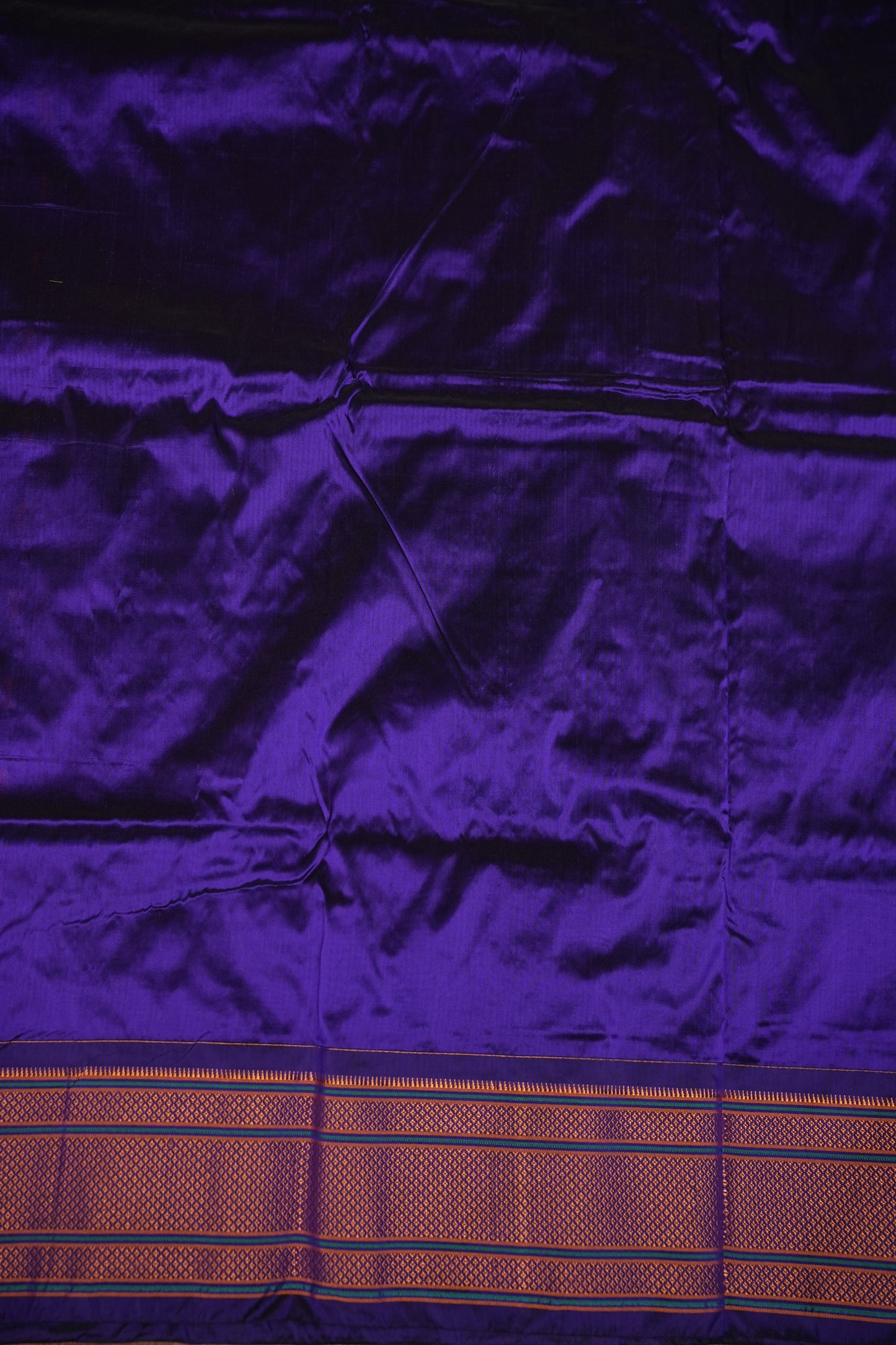 Semi Silk 9-Yard Saree with Meenakari Paithani Pallu & Gatti Border – Royal Purple