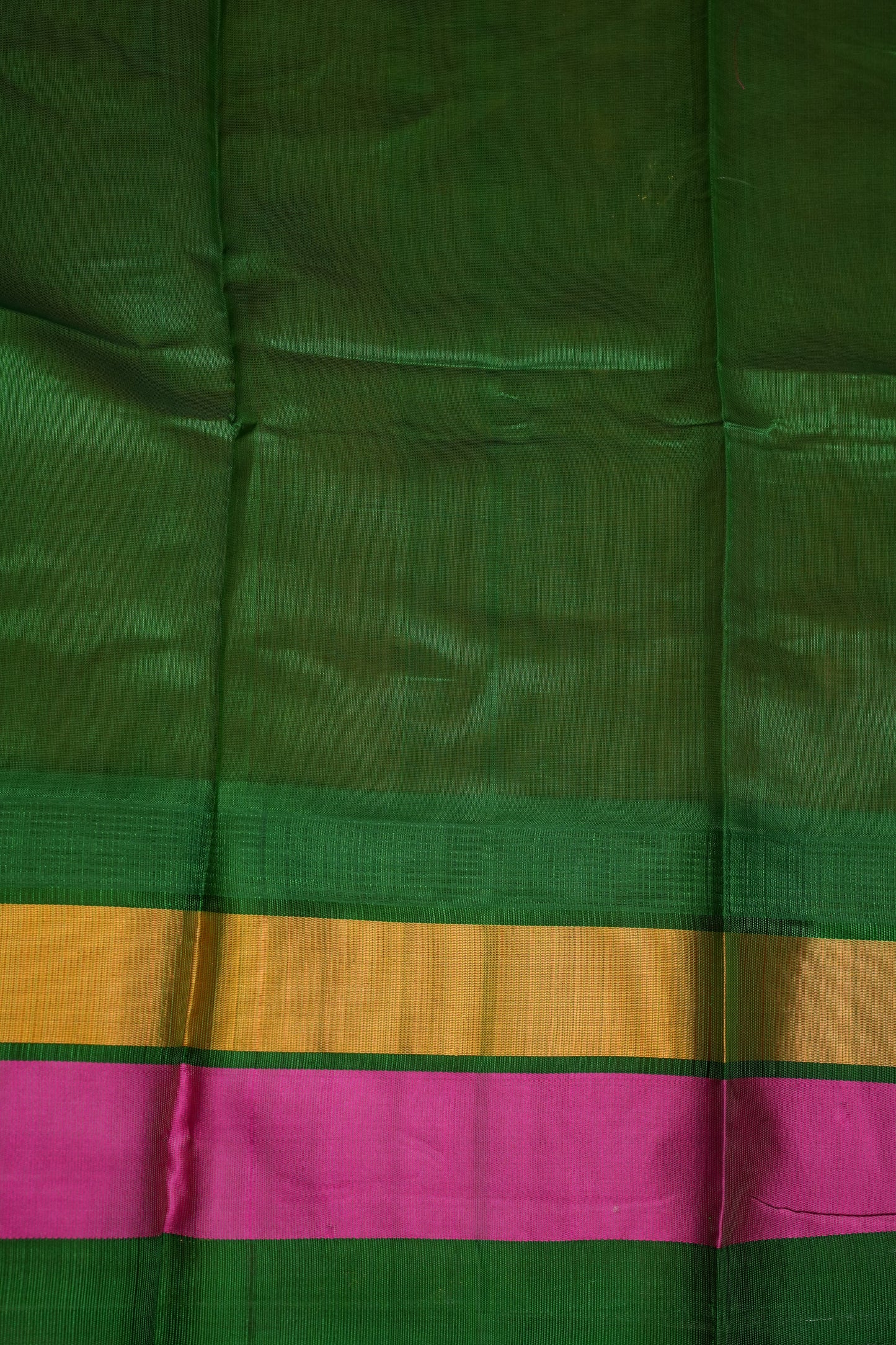 Pure Kuppadam Korvai Pattu Saree-Orange & Green