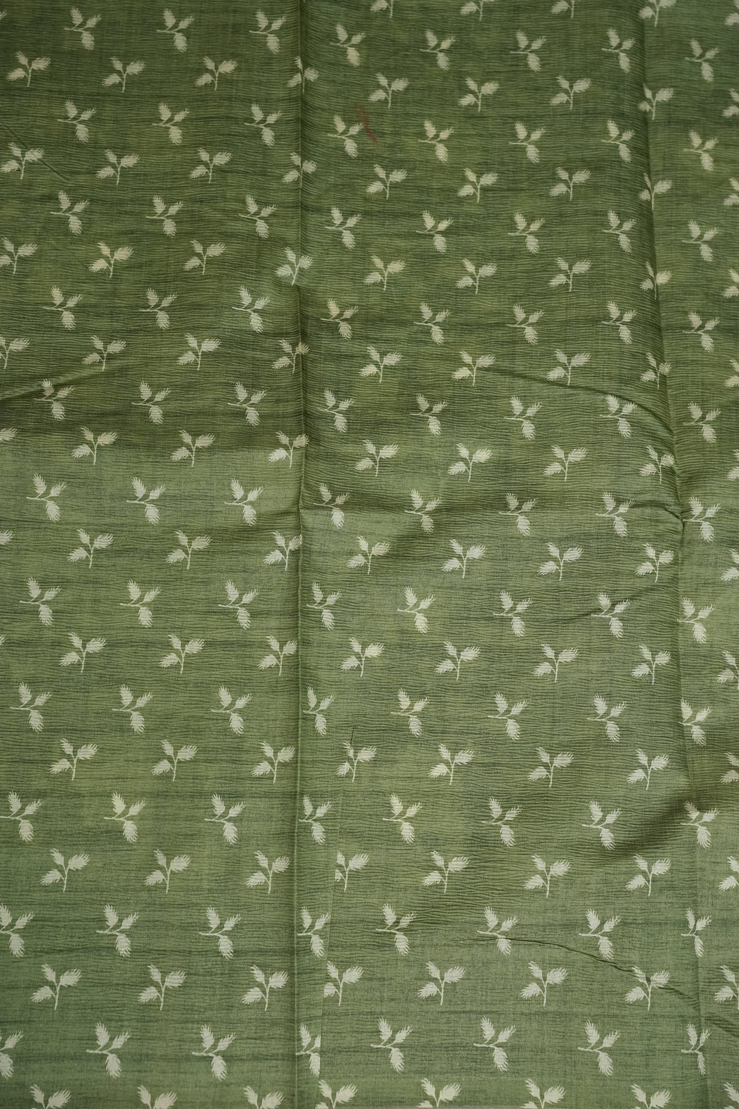 Semi Raw Silk Floral Saree – Sage Green