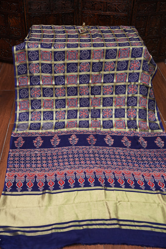 Bandhini Garchola Modal Silk Saree - Navy Blue