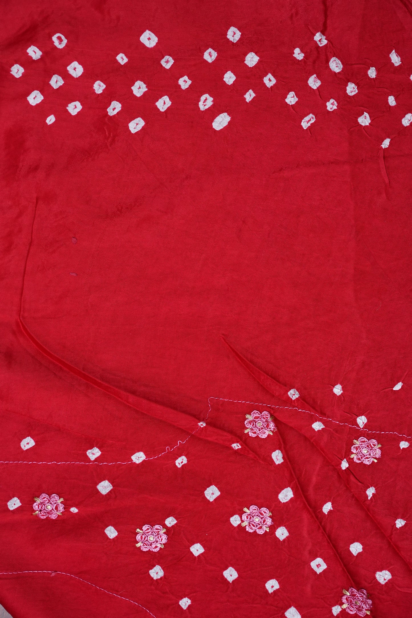 Pure Gajji Silk Bandhini Saree - Multicolor