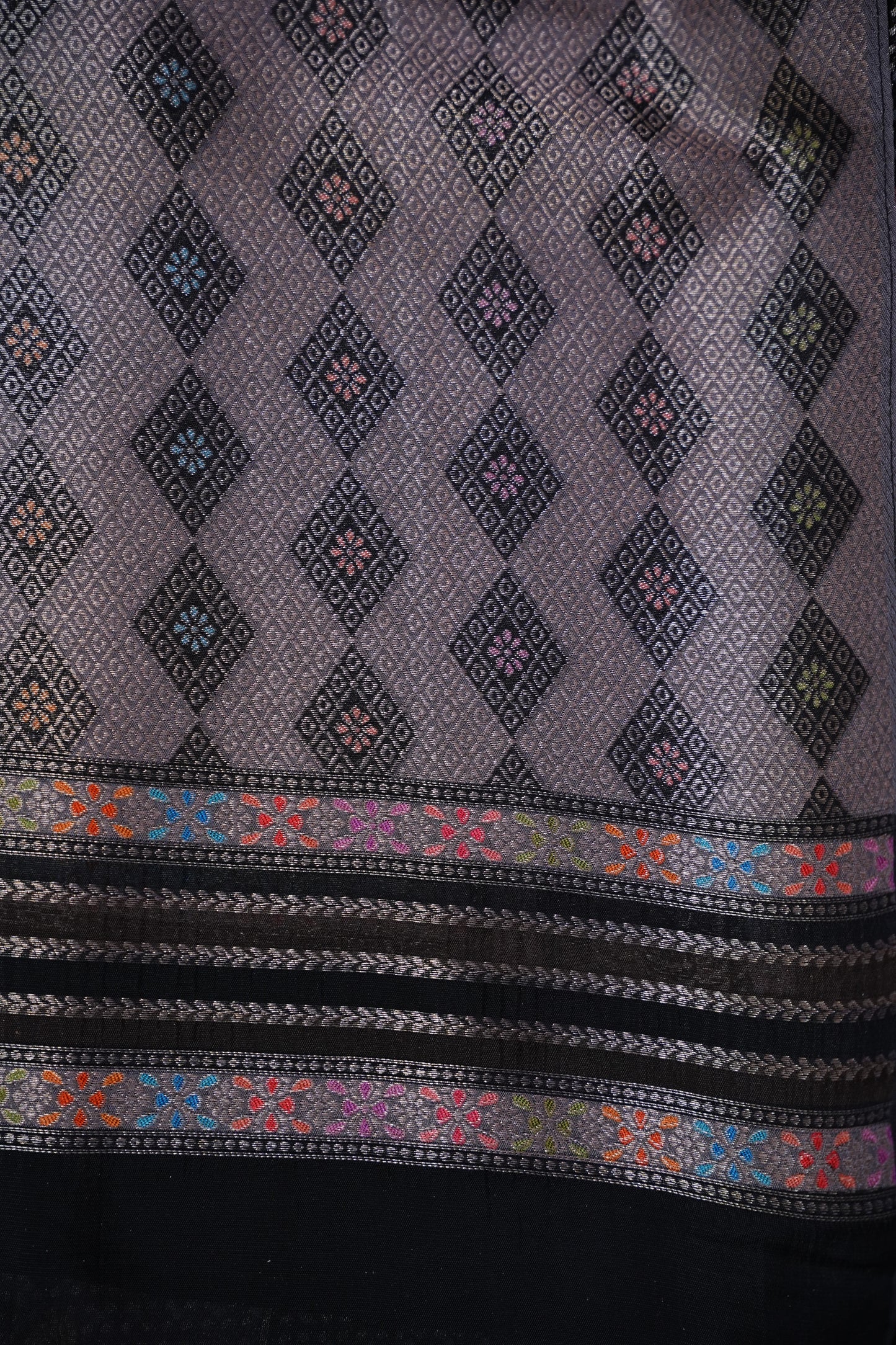 Kashmiri Pashmina Mellow Tissue Saree - Black