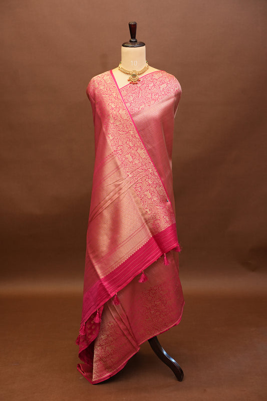 Shikargah Soft Banarasi Silk SareeβPink