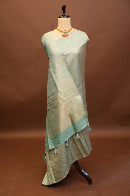Shikargah Soft Banarasi Silk SareeβAqua