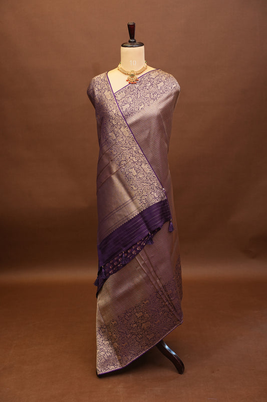 Shikargah Soft Banarasi Silk SareeβPurple