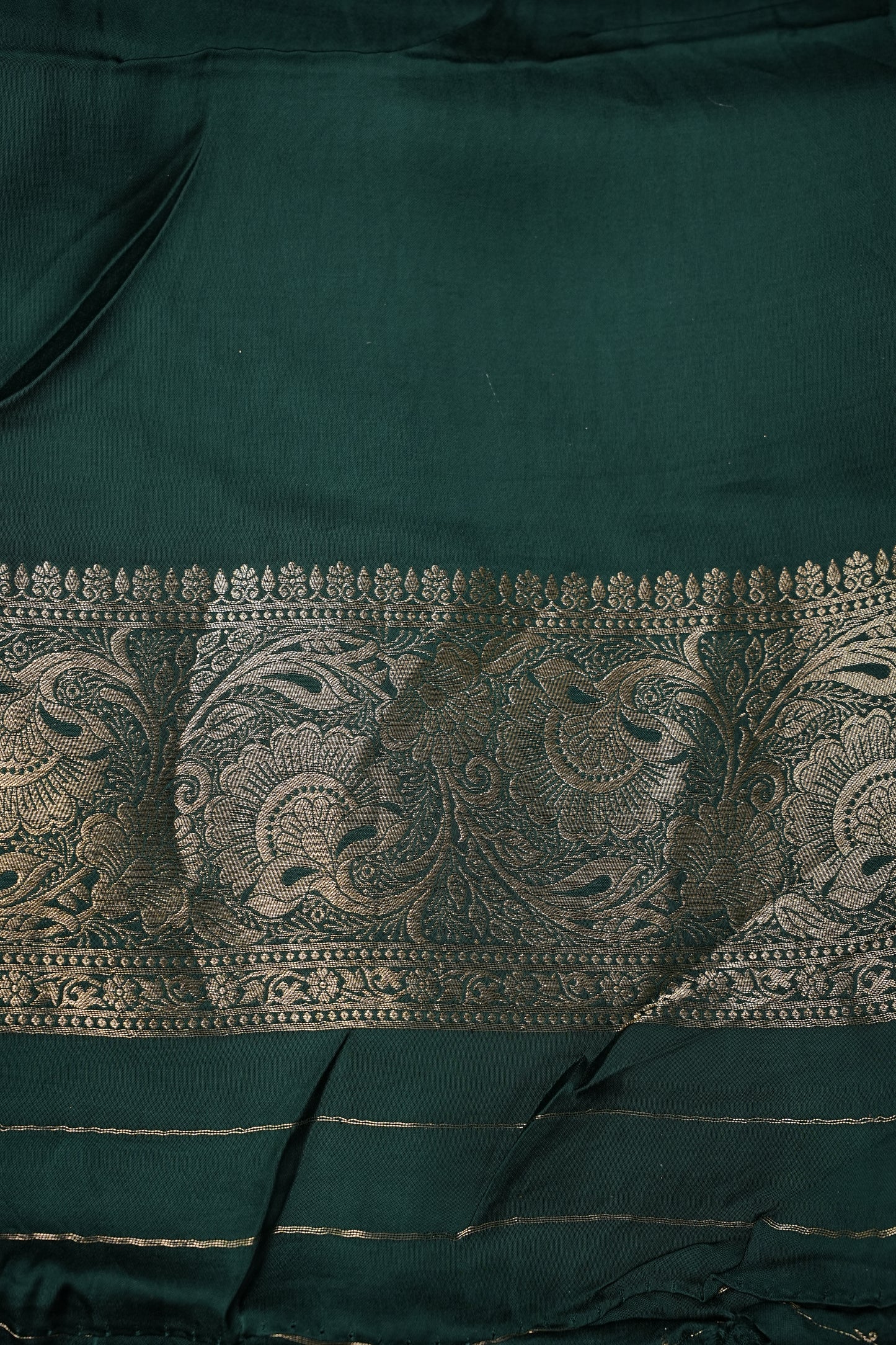 Banarasi Mashru Silk Saree - Emerald Green