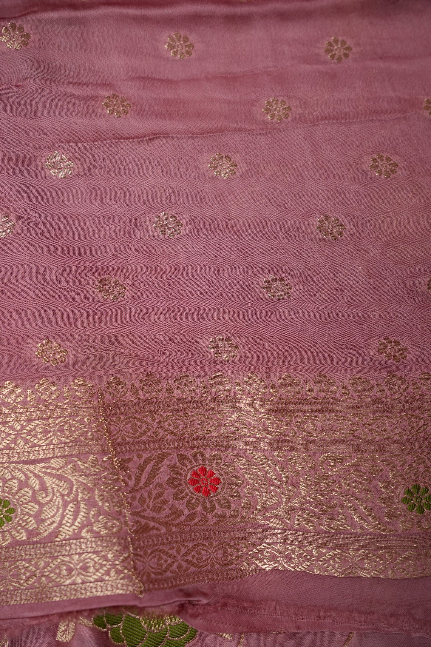 Pure Mashru Silk Saree - Mauve Pink withy Meenakari Jaal Pattern