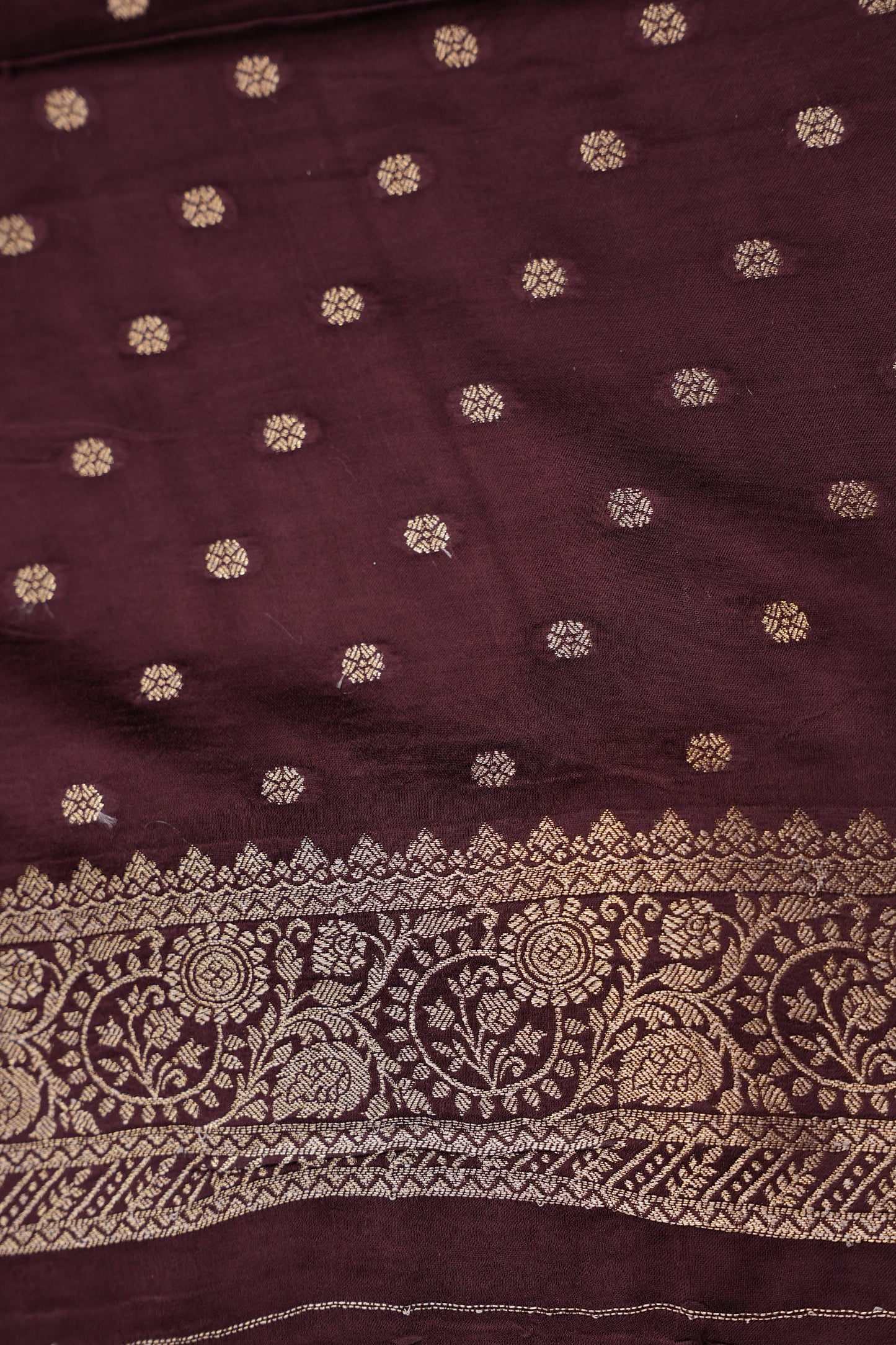Geometric Mashru Silk Saree - Dark Chcolate