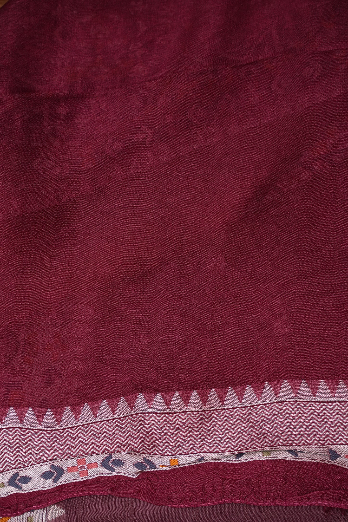 Tussar Banarasi Raw Silk Saree with Floral Paithani Weaves – Mauve Pink & Wine Border