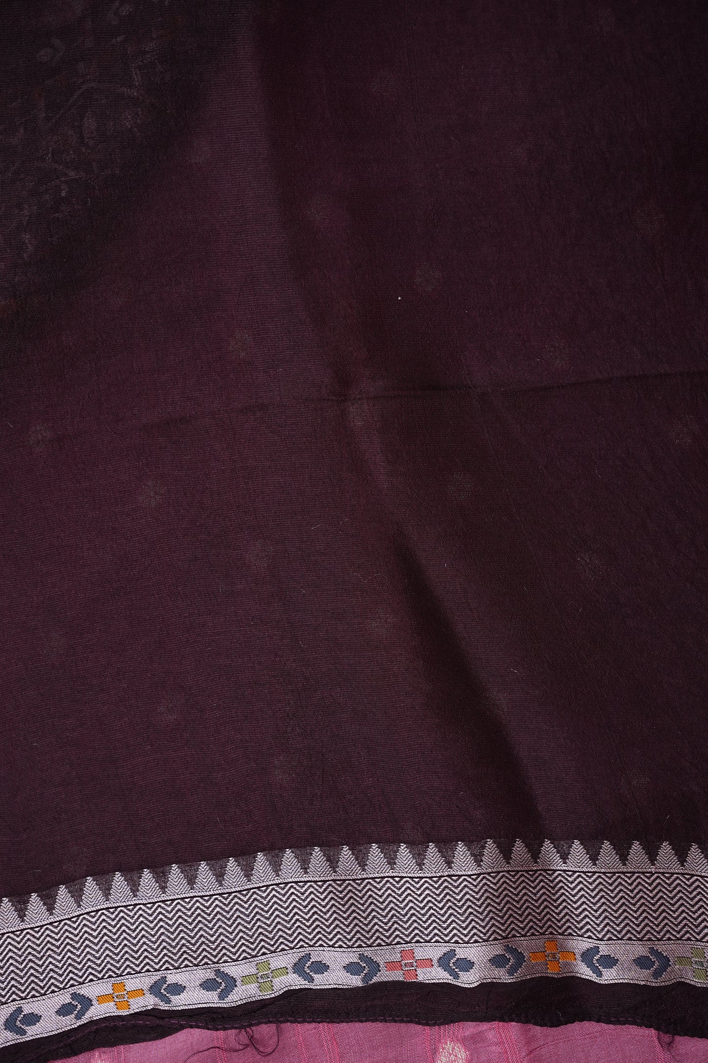Tussar Banarasi Raw Silk Saree with Floral Paithani Weaves – Blush Pink & Deep Wine Border