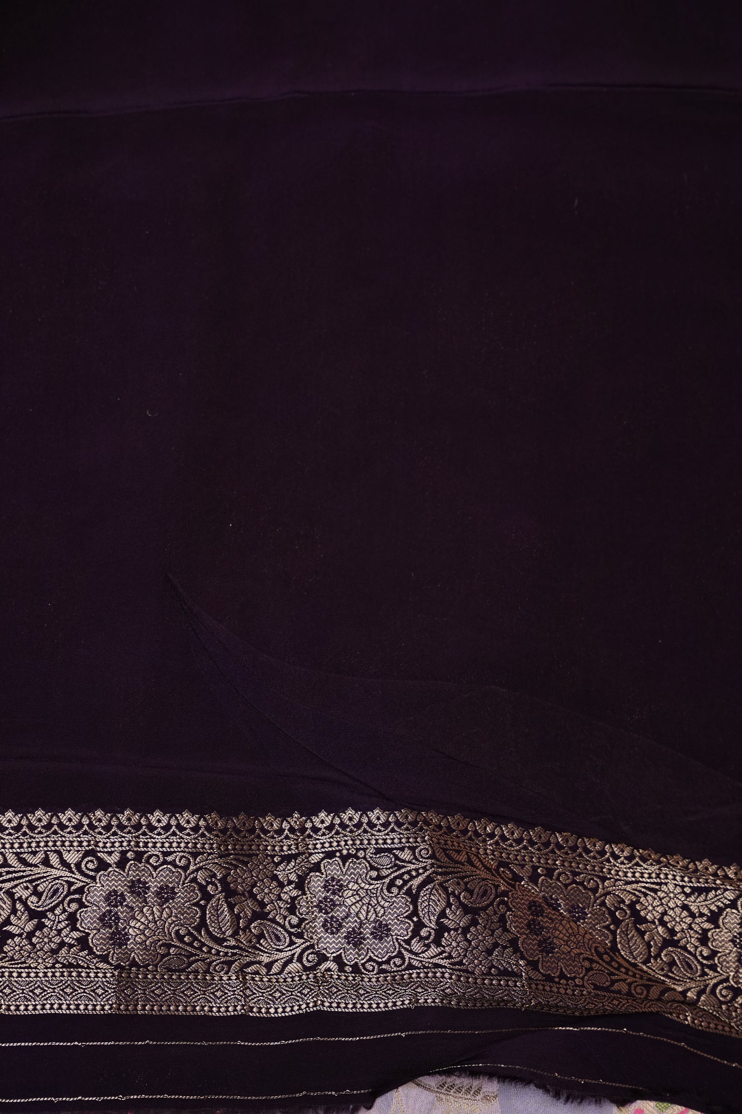 Banarasi Munga Silk Saree - Baby Pink & Deep Purple