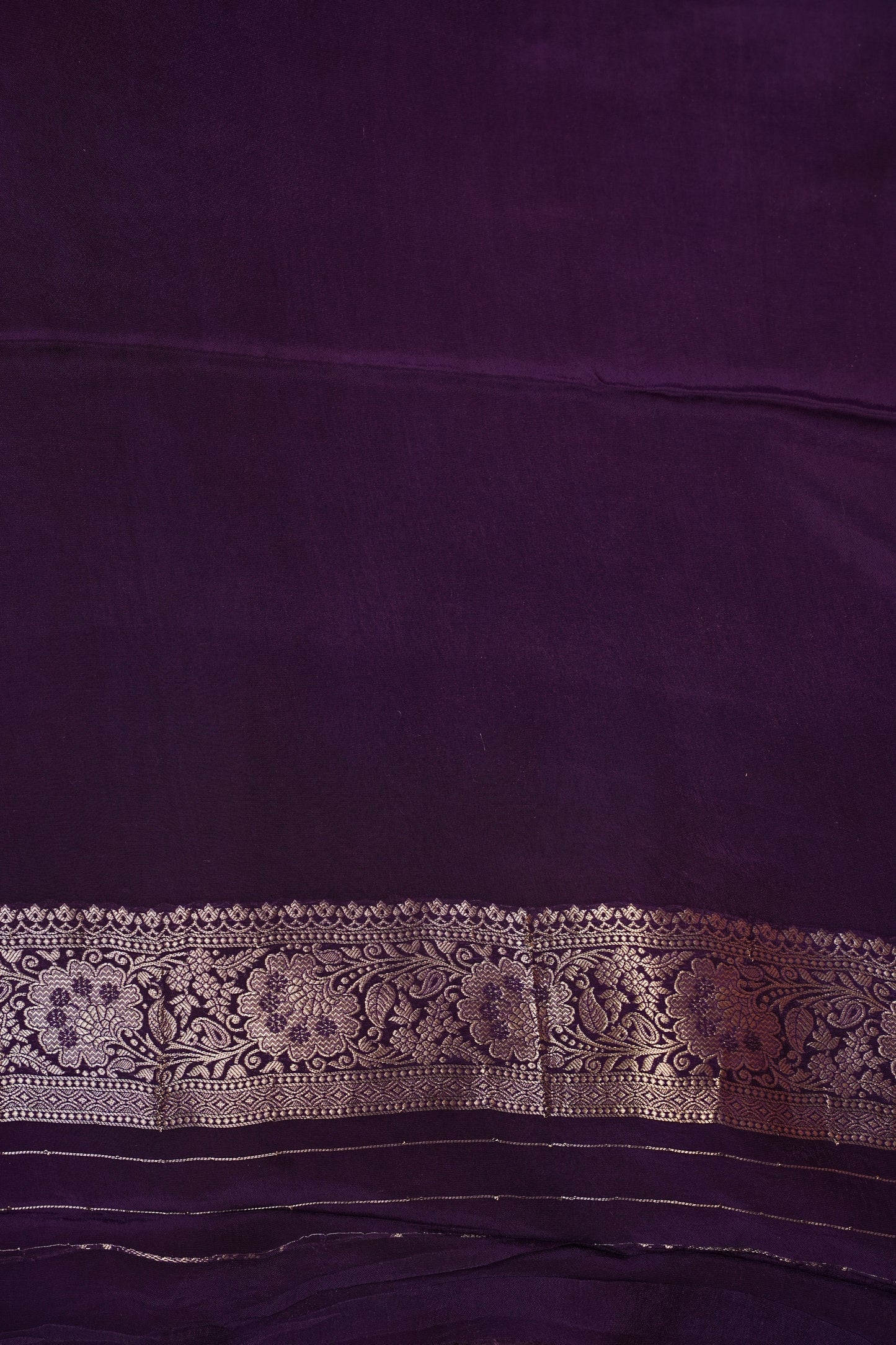 Banarasi Munga Silk Saree - Rose Pink & Deep Purple
