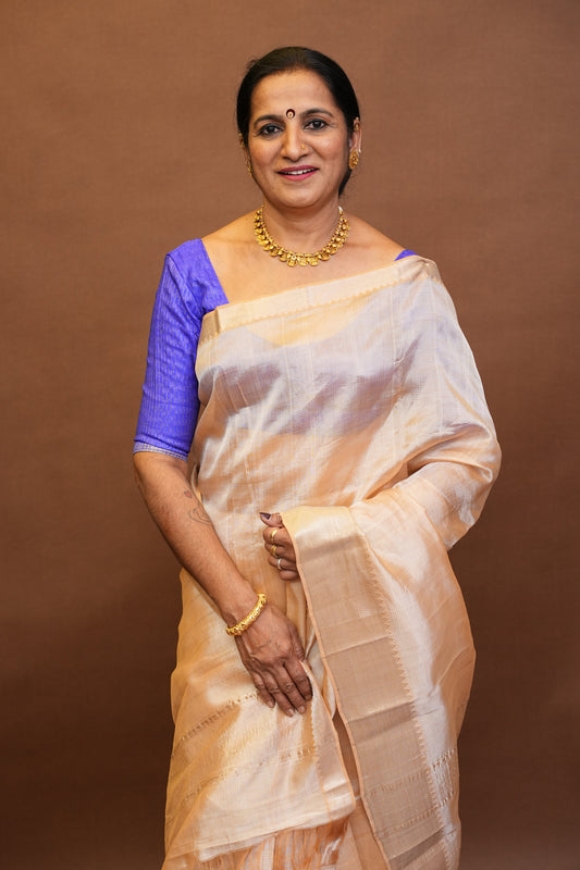 Mangalagiri Silk Cotton Saree - Ivory Beige