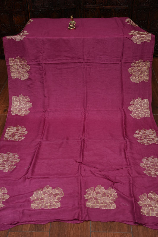 Tussar Banarasi Raw Silk Saree with Floral Zari Butta Weaving β Rose Pink