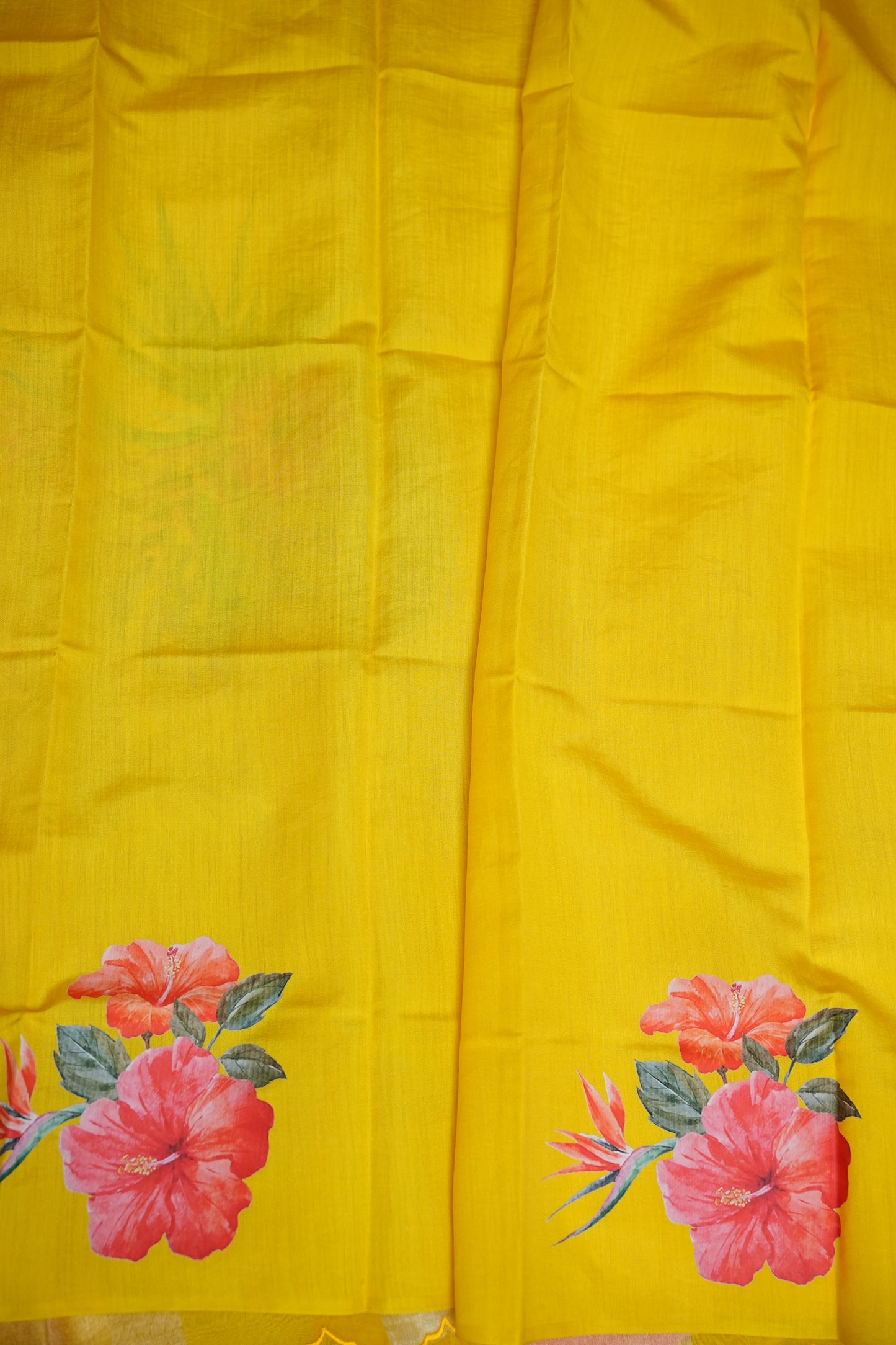 Pure Tissue Organza Silk Saree with Digital Floral Print-Sunshine Yellow