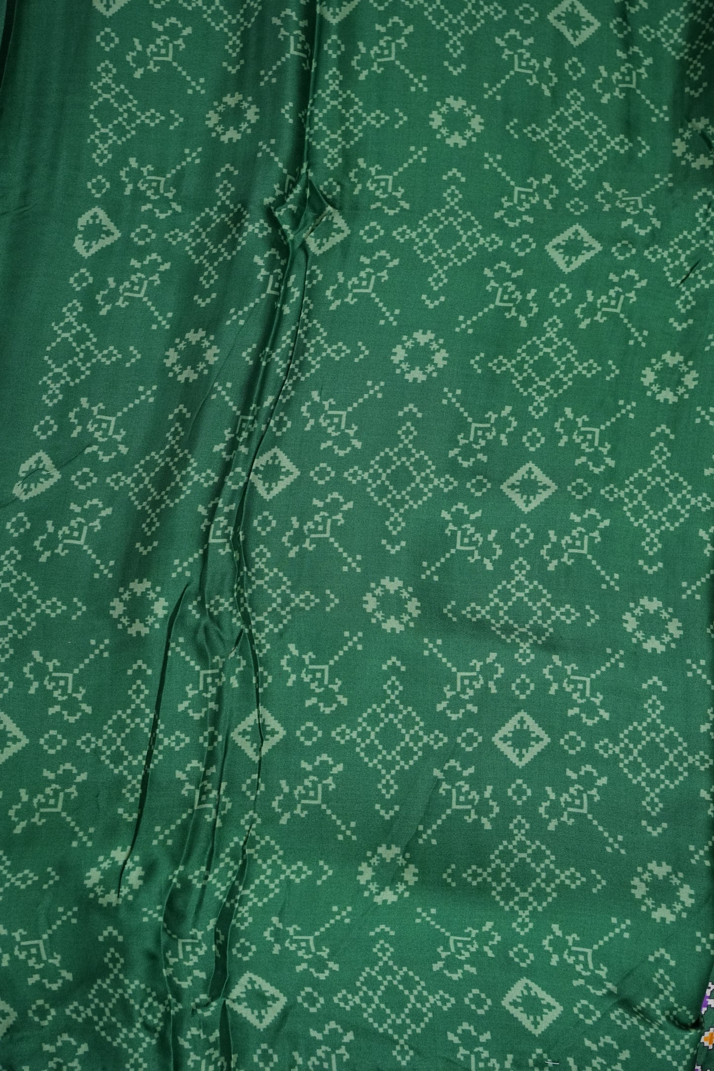 Gajji Silk Saree with Green Panels and Patola Prints
