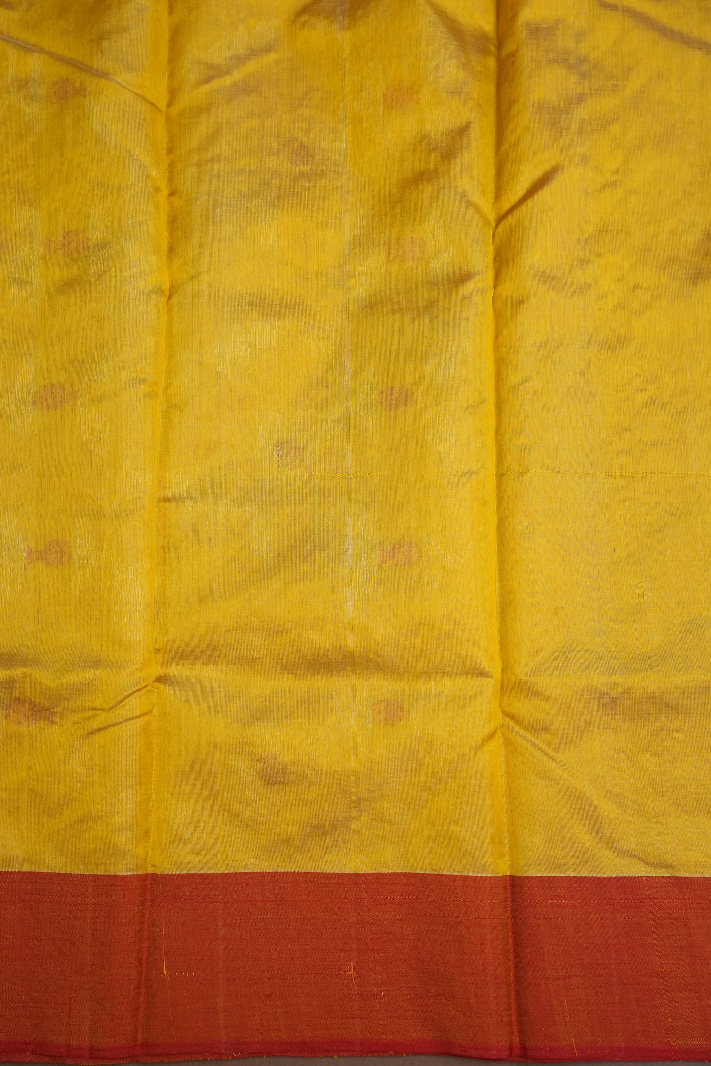Pure Chanderi Silk Saree with Floral Zari Motifs & Tissue Border - Mustard Yellow