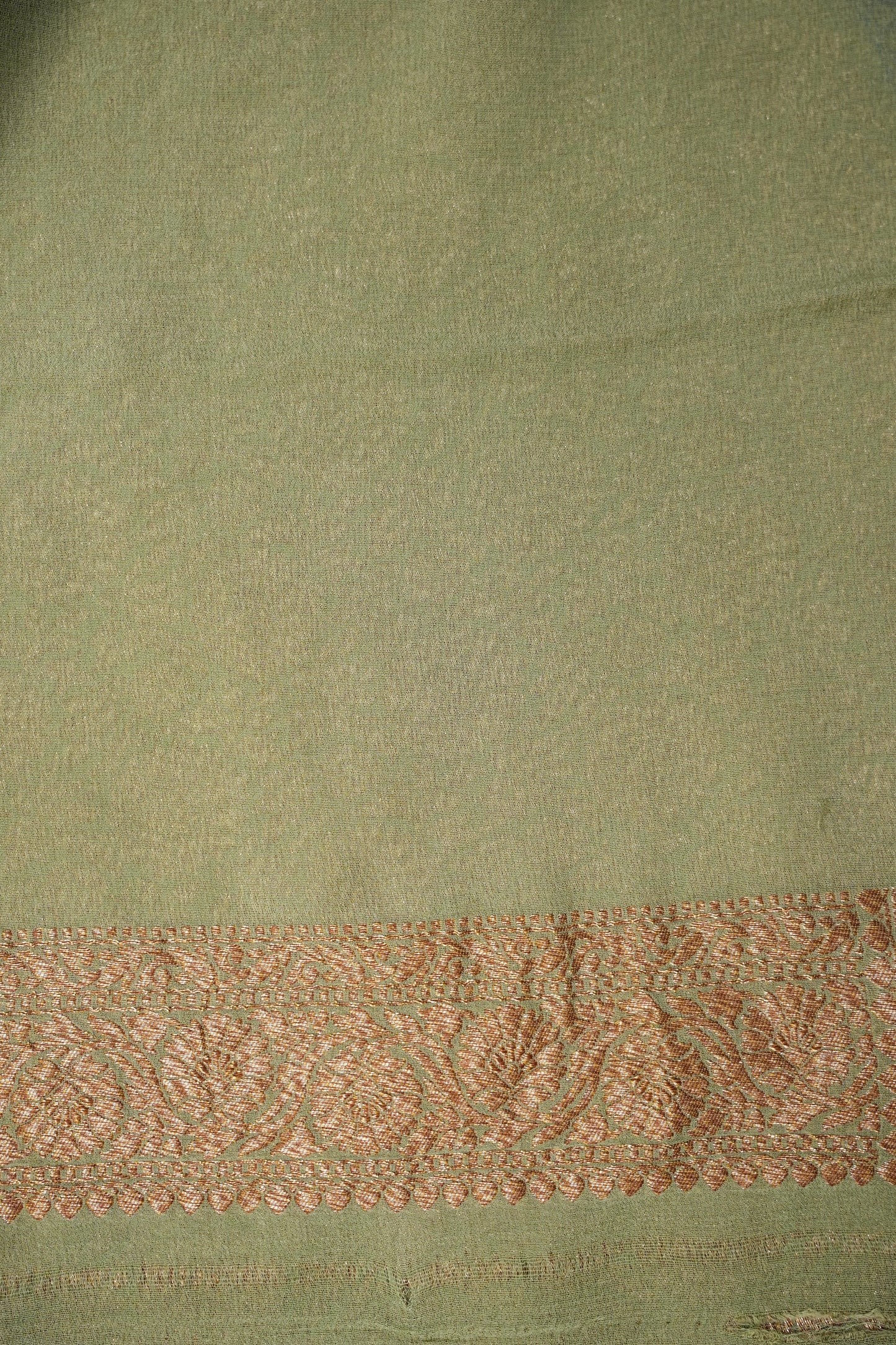 Pure Khadi Georgette Banarasi Saree - Peacock Blue & Sage Green