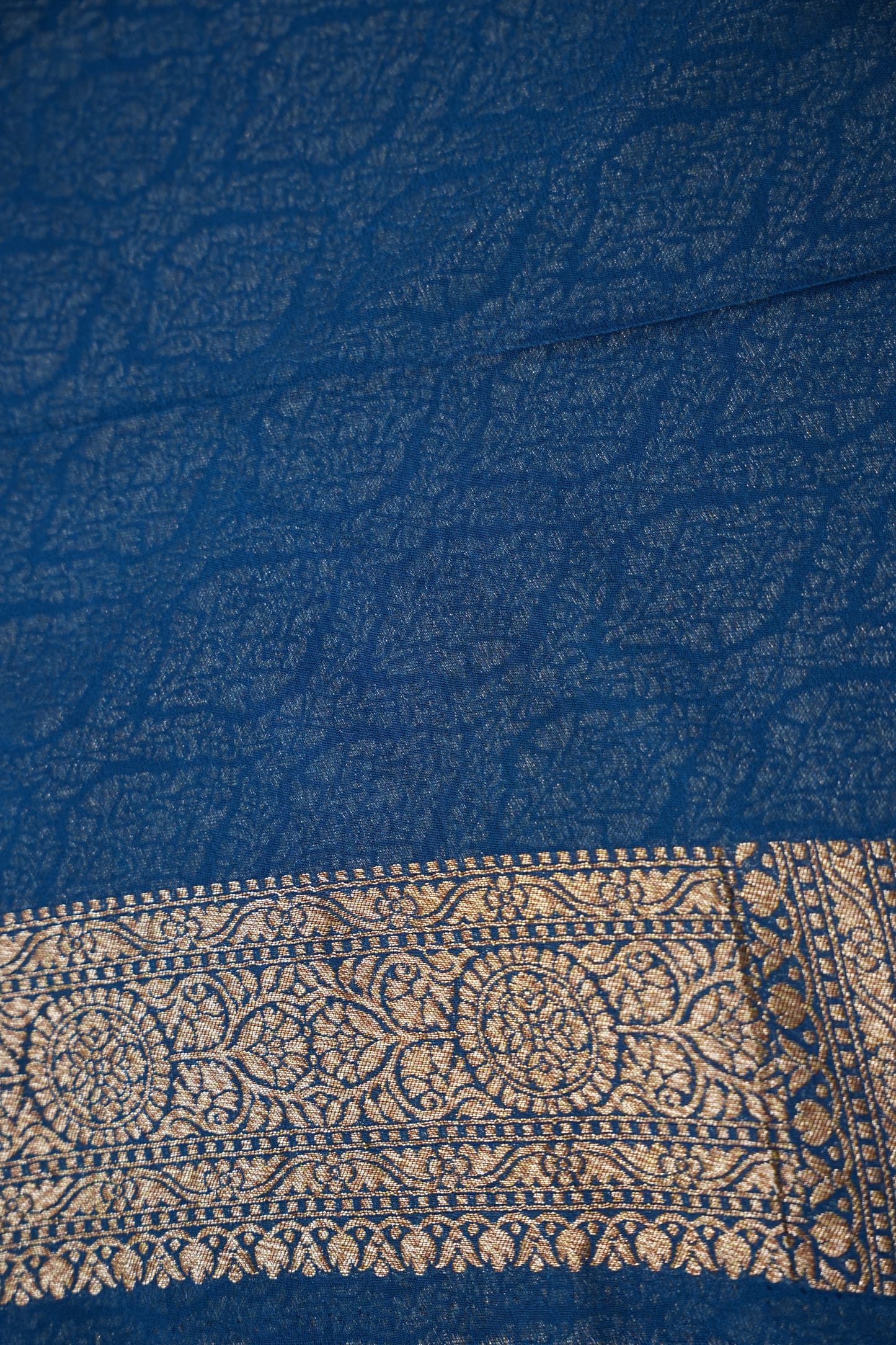 Pure Khadi Georgette Banarasi Saree - Sage Green & Peacock Blue
