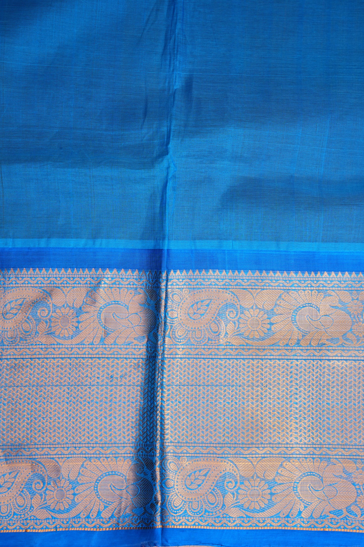 Pure Kuppadam Saree - Wine with Copper Sulphate Blue