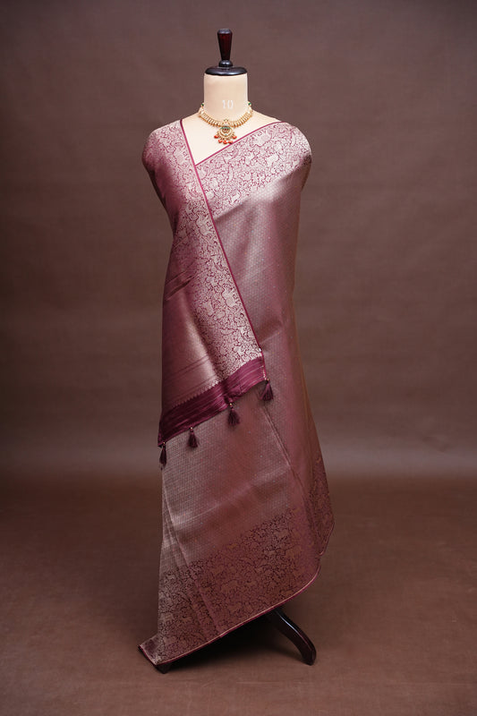 Shikargah Soft Banarasi Silk SareeβWine