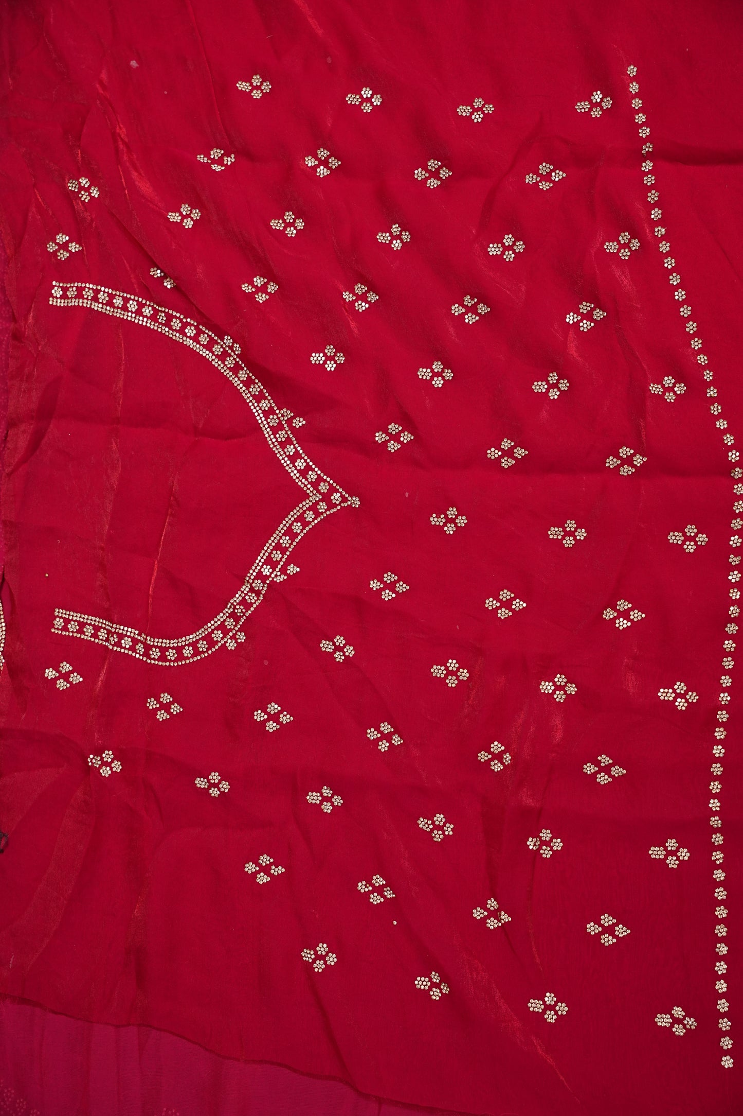 Rani Pink Party Wear Saree with Hand Embellished Scalloped Border