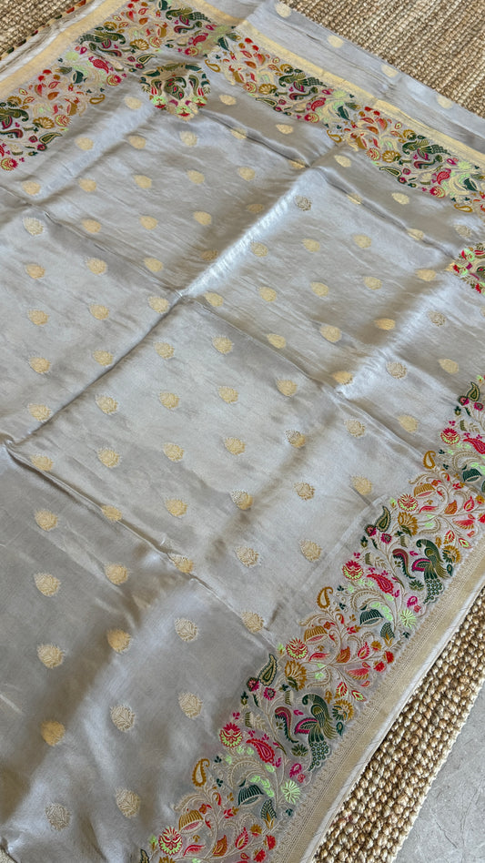 Soft Tissue Silk Saree – Light Grey
