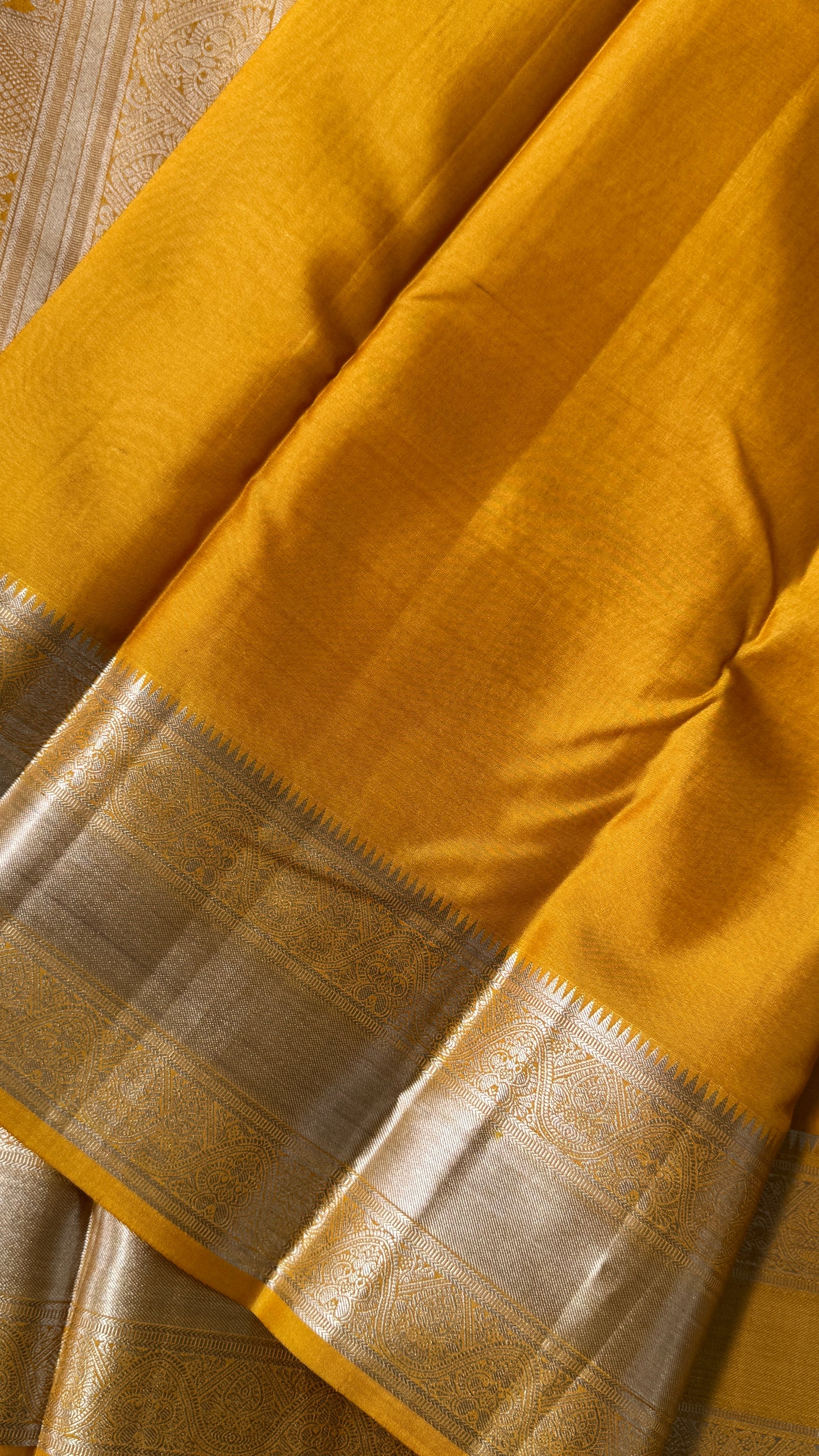 Mustard Yellow Pure Kanchipuram Silk Saree | Silk Mark Certified