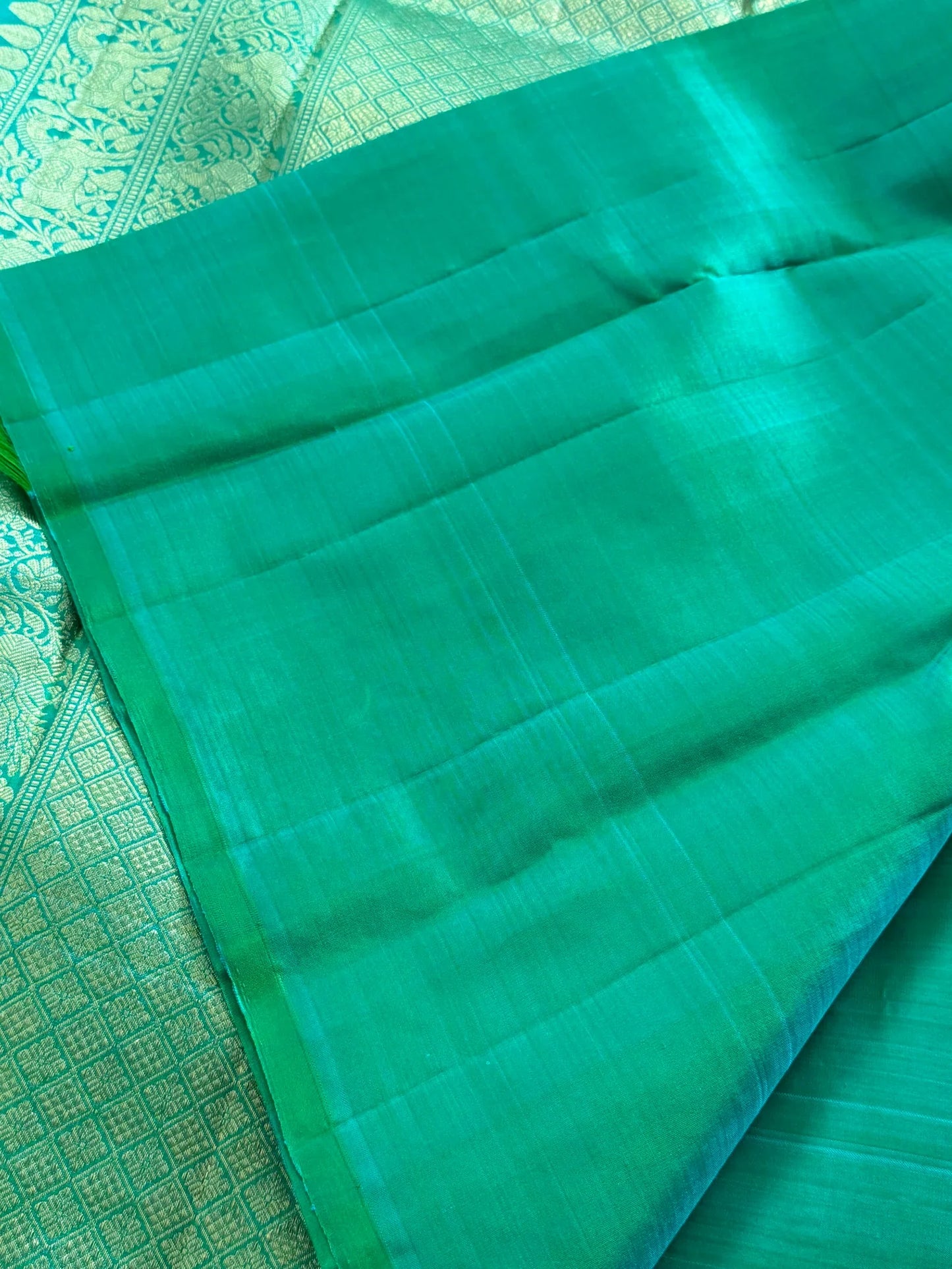 Rama Green Pure Kanchipuram Silk Saree|Silk Mark Certified