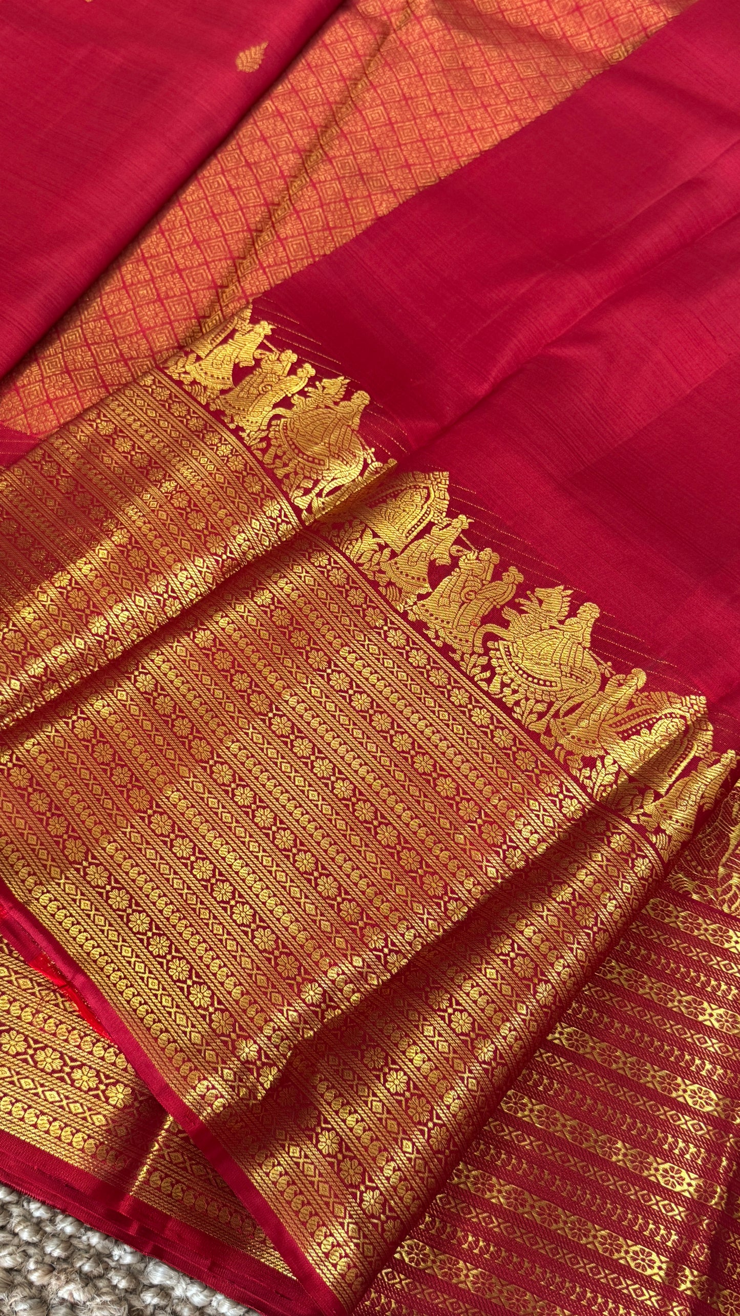 Bridal KANJIVARAM PURE SILK HANDLOOM SAREE in DEEP Red
