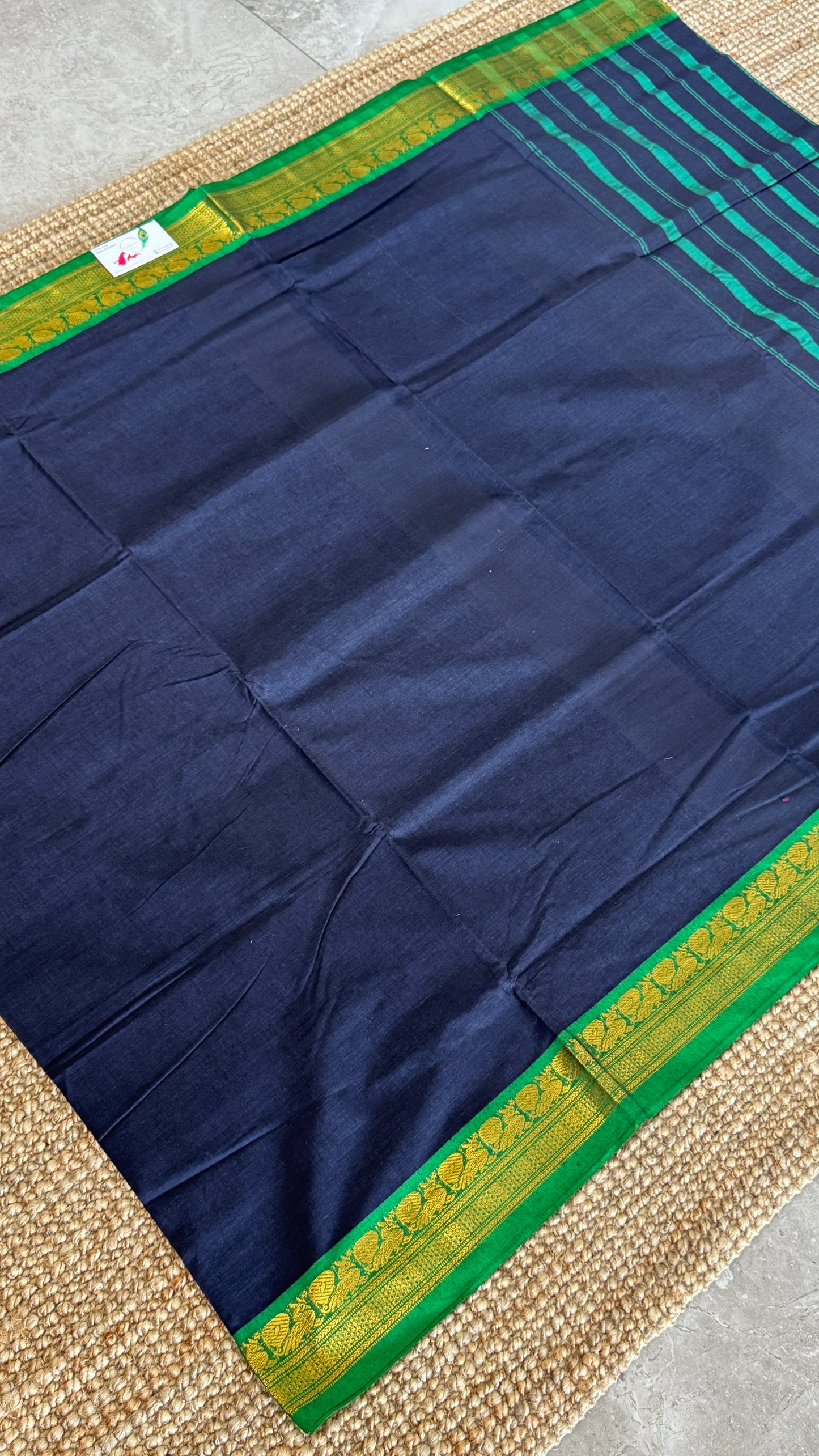Chettinad Cotton Sarees - Blue with Green border