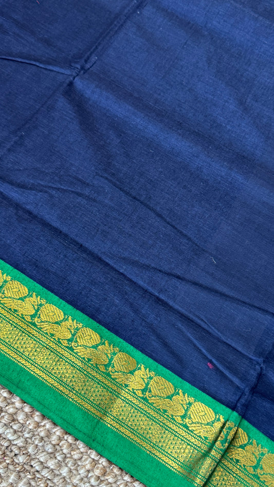 Chettinad Cotton Sarees - Blue with Green border