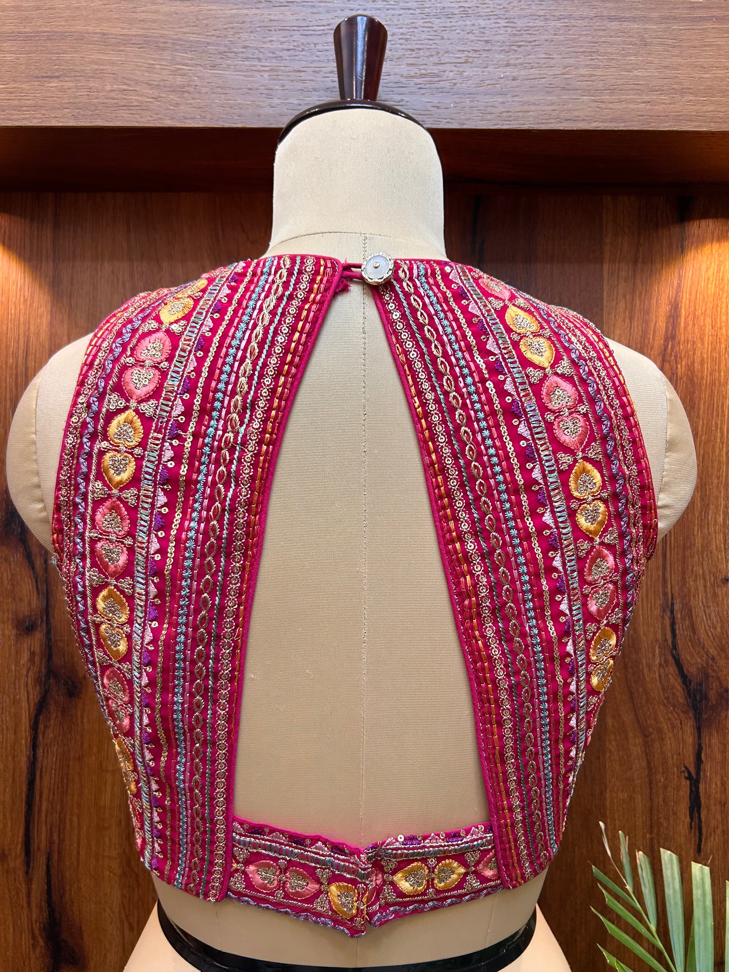 Magenta Pink Embroidered Designer Blouse