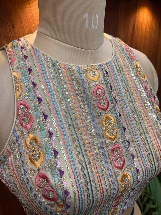 Ivory Multicolor Embroidered Designer Blouse