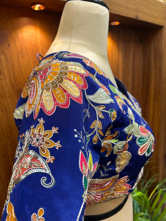 Royal Blue Multicolored floral Ready to Wear blouse