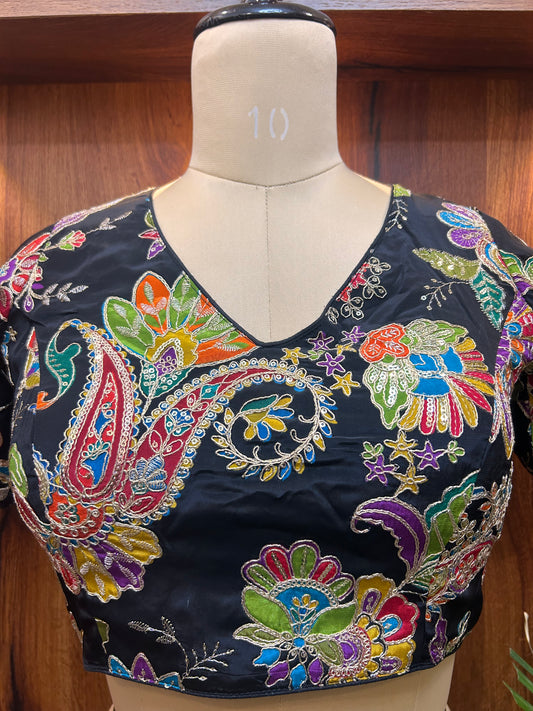 Black Multicolored floral Ready to Wear blouse
