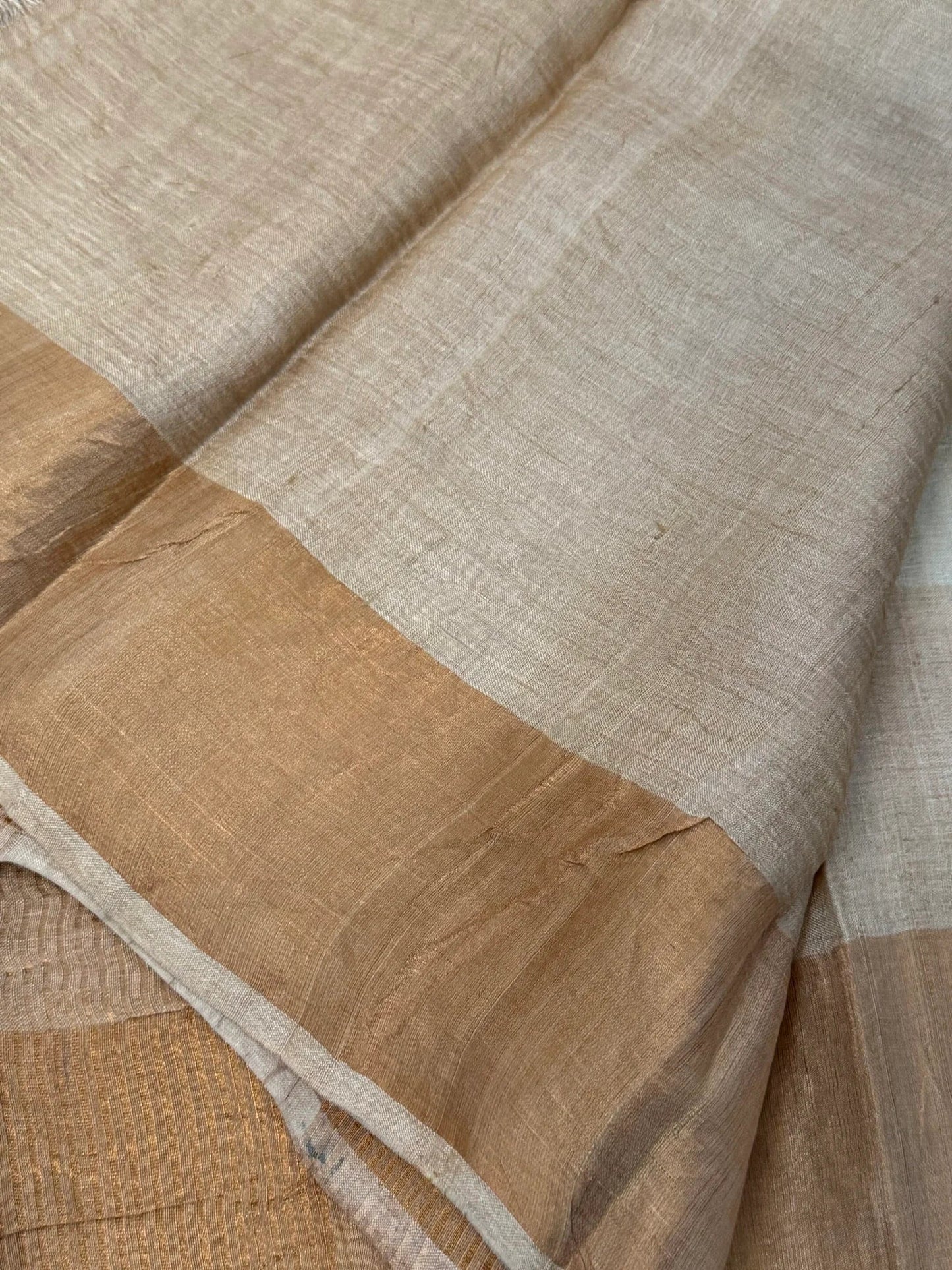 Pure Tussar silk saree-Block Kerala prints|Silk Mark Certified