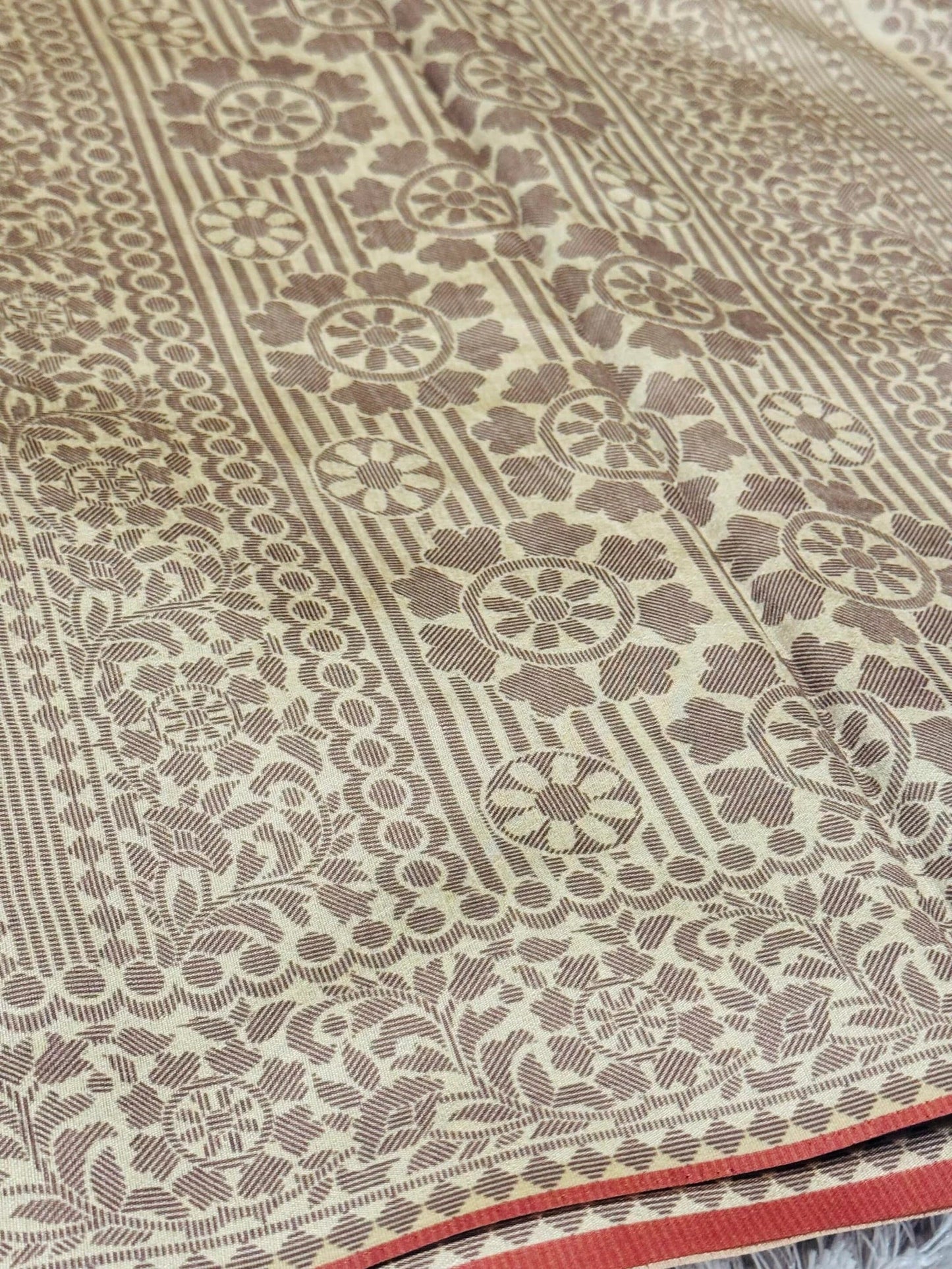 HANDLOOM SEMI TUSSAR RAW SILK EMBROIDERED SAREE – PEACH