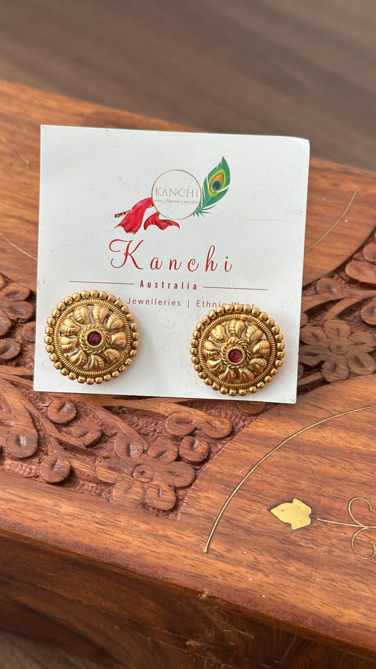 Antique Gold Plated Stud Earrings