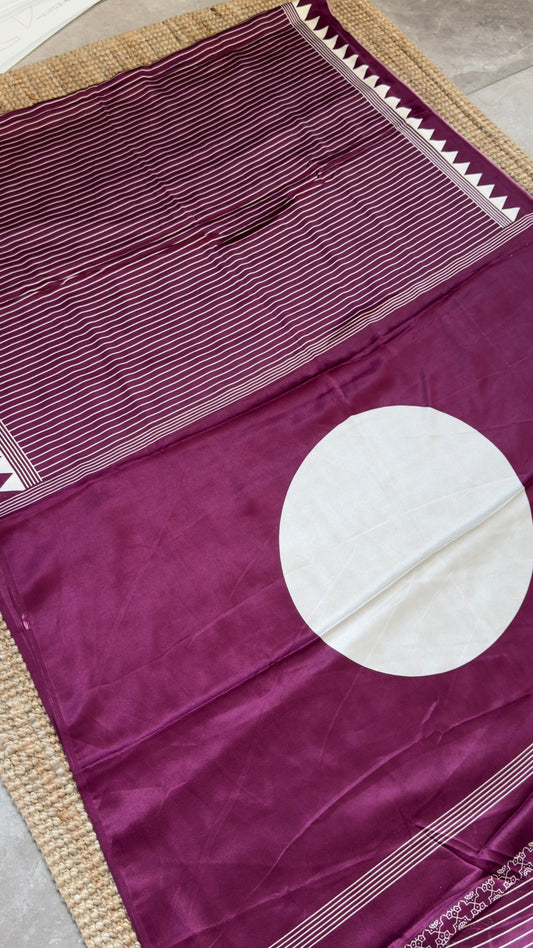 Modal Satin Saree - Wine