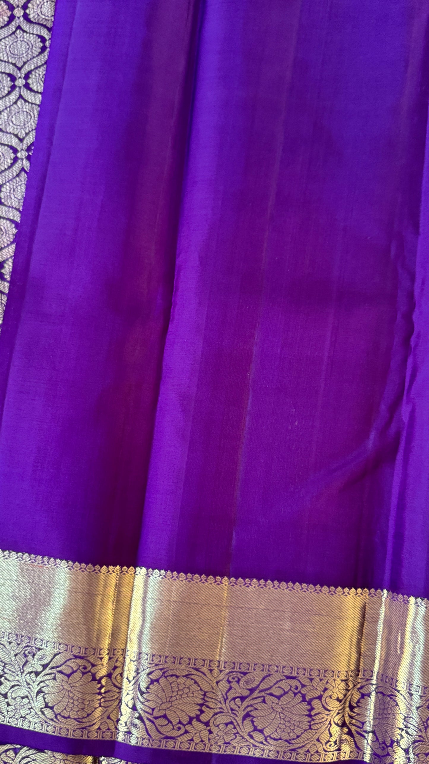 Aquamarine & Purple Pure Kanchipuram Silk Saree | Silk Mark Certified