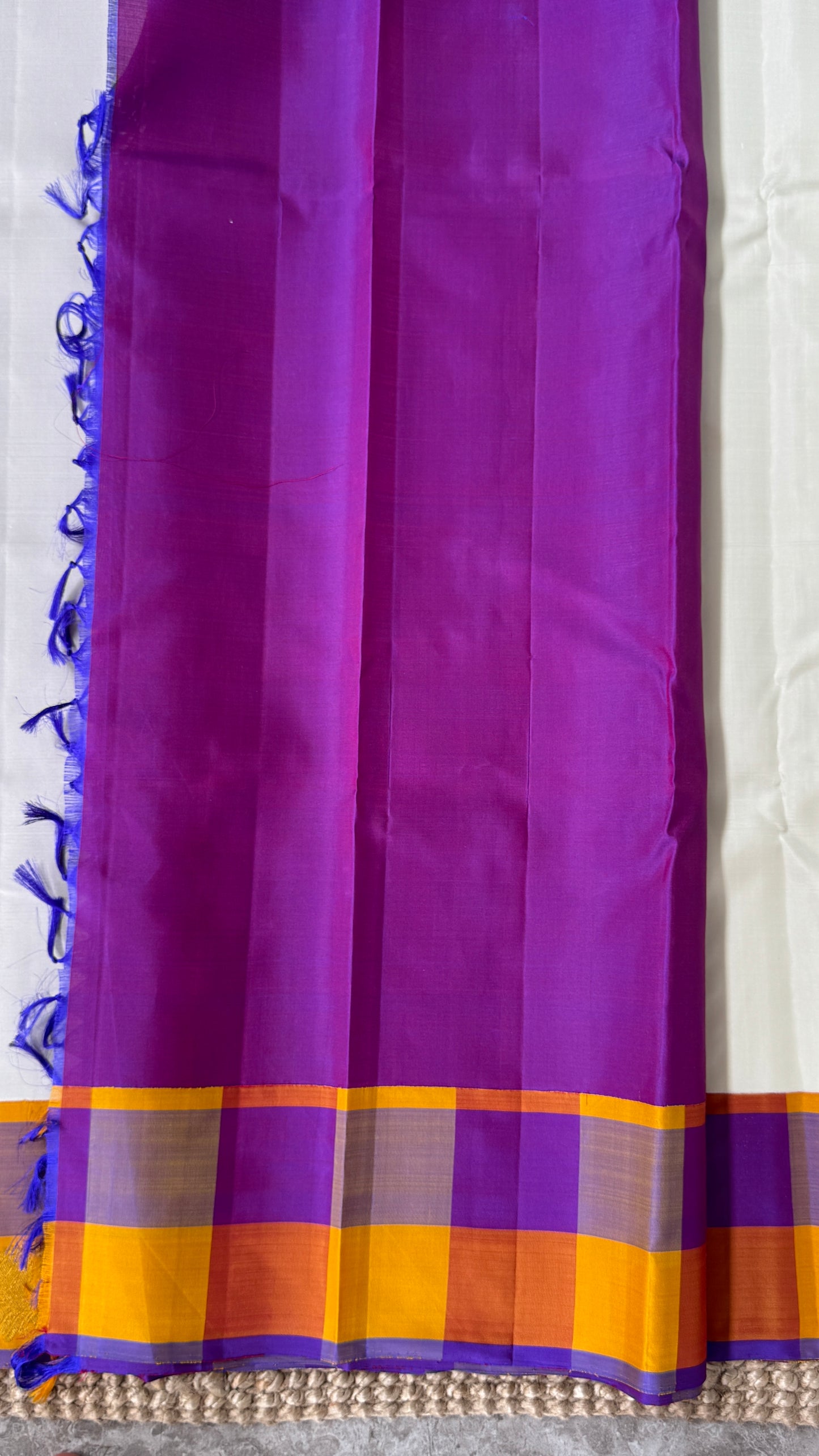 Half White Pure Kanchipuram Silk Saree | Silk Mark Certified