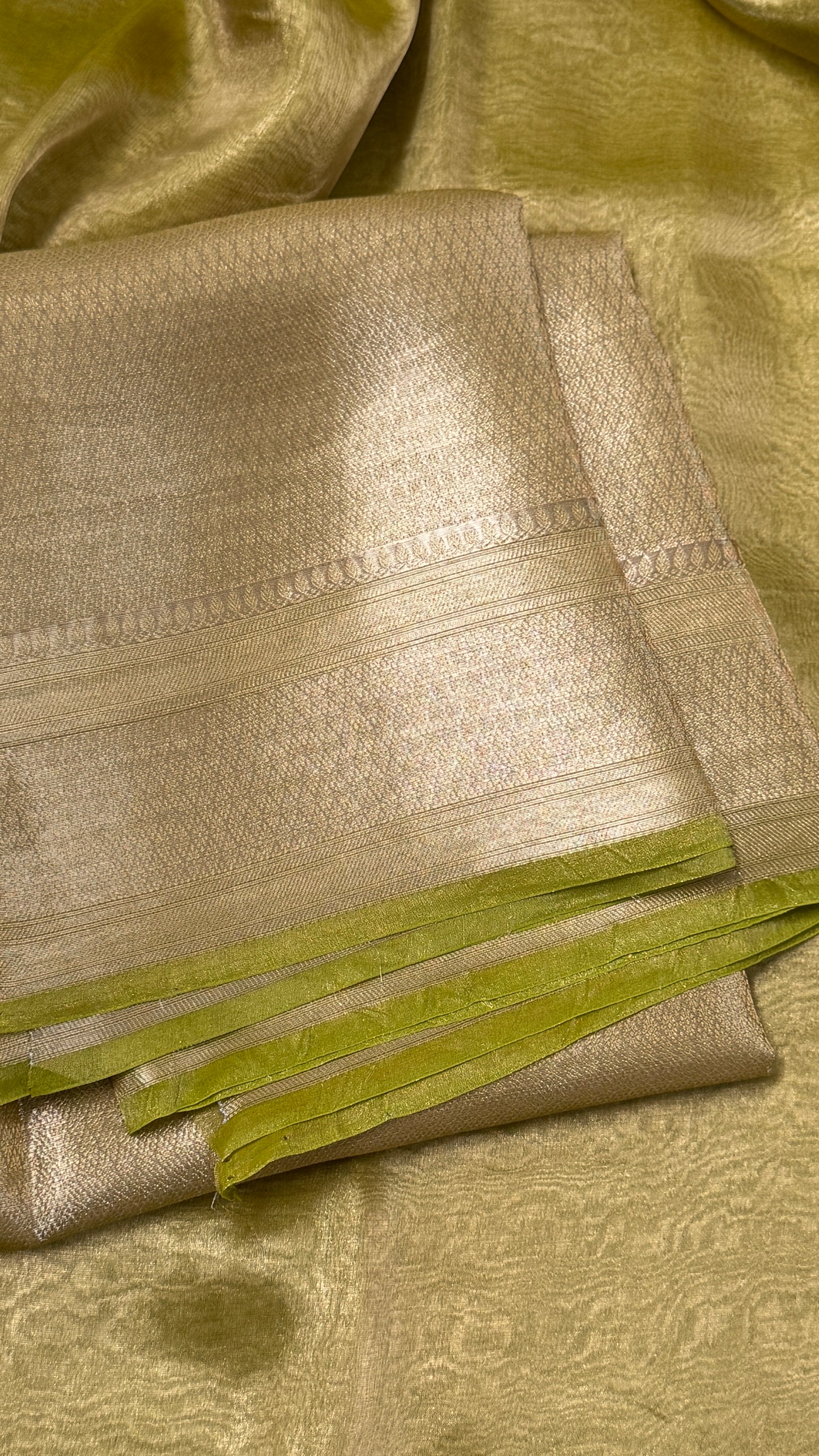 Pure Tissue Silk Saree - Light Olive Green