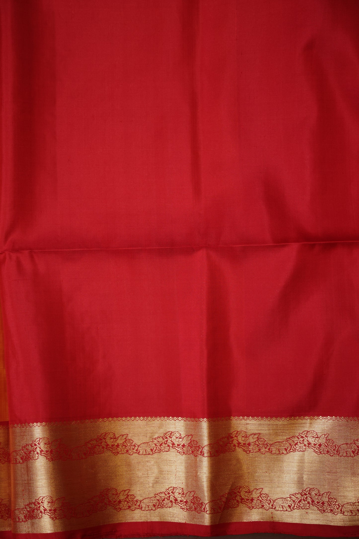 Pure Soft Silk Saree - Golden Yellow with Orange and Red