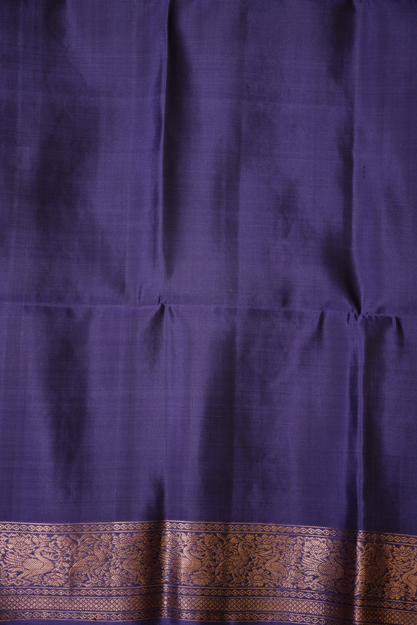 Pure Soft Silk Saree - Purple & Antique Gold